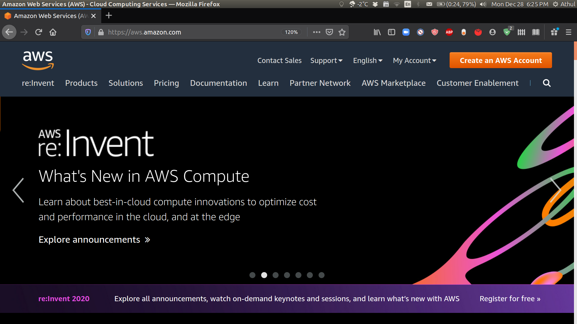 AWS home page