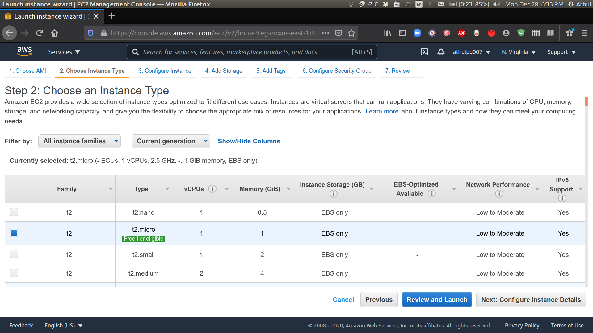 Select instance type