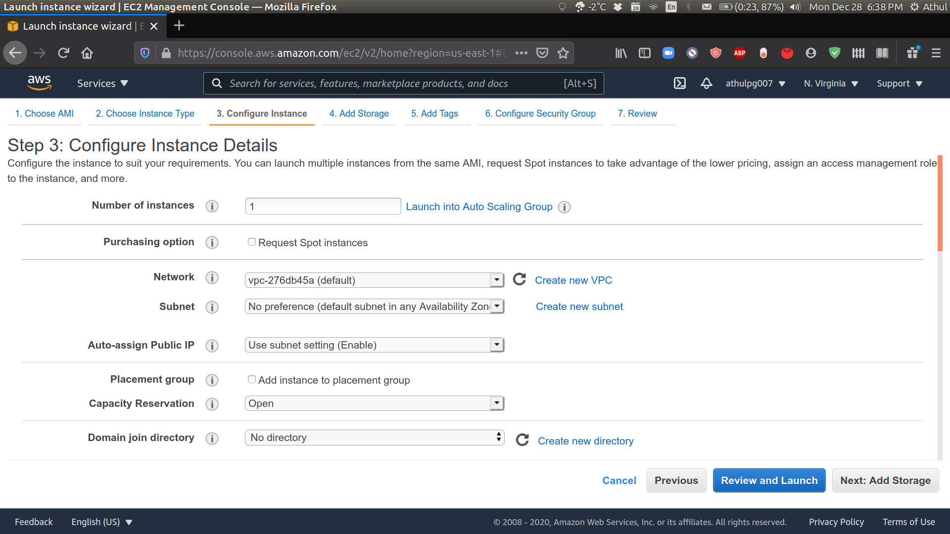 Configure instance details